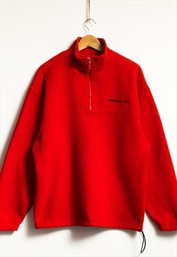 90s Vintage Reebok 1/4 Zip Unisex Red Fleece Jumper 19245