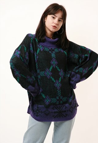 80S VINTAGE BENETTON MOHAIR OVERSIZED FLORAL JUMPER 876