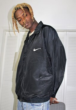 Vintage 90's Black Nike Cotton Lined Festival Track Jacket