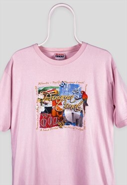 Vintage Pink Graphic T-Shirt Panama Canal Large