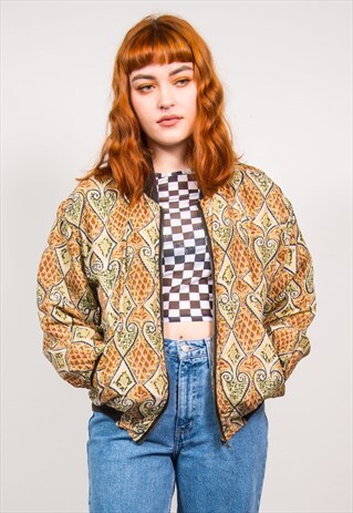 VINTAGE 90'S ABSTRACT MOSAIC PRINT BOMBER JACKET