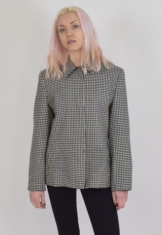 VINTAGE 90S BLACK WHITE PURE WOOL RALPH LAUREN JACKET