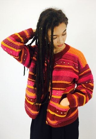 GORGEOUS COLOURFUL FESTIVAL BOHO KNITTED CARDIGAN