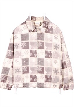 Alfred Dunner 90's Snowflakew Full Zip Up Hoodie Medium Grey