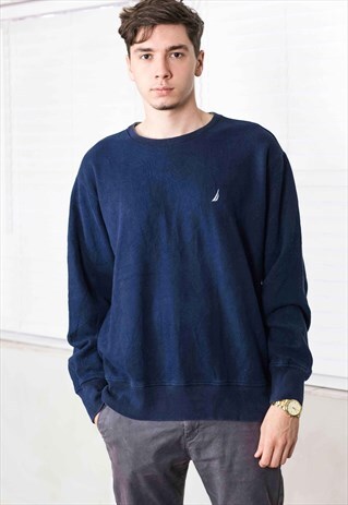VINTAGE NAUTICA SWEATSHIRT JUMPER LOGO 90S L 18.2