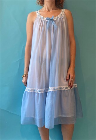 Vintage 70s Baby Blue Slip or Nightgown