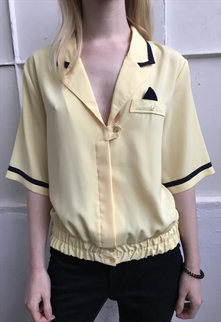 VINTAGE 80' AMAZING BEAUTIFUL YELLOW BLOUSE