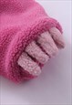 TEDDY FLEECE JACKET RETRO BEAR BOMBER COSPLAY COAT IN PINK