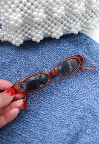 VINTAGE 90S Y2K ULTRA SLIM TORTOISE SHELL SUNGLASSES