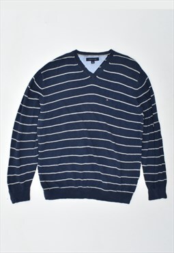 Vintage 90's Tommy Hilfiger Jumper Sweater Stripes Navy Blue