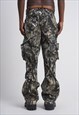 MILITARY JEANS CARGO POCKET DENIM PANTS IN CAMOUFLAGE GREEN