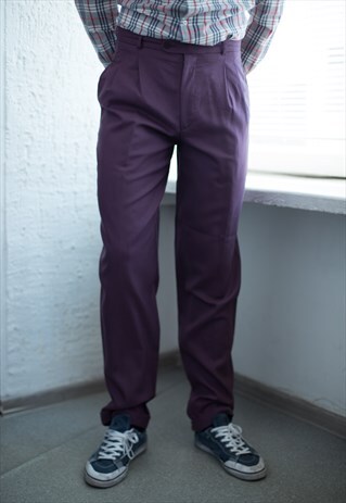 VINTAGE 80'S PURPLE CLASSIC WOOL TROUSERS