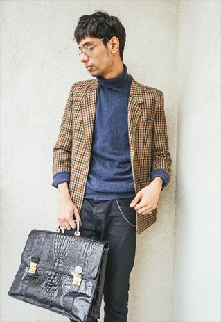 VINTAGE MARKED ELBOW JACKET IN PLAID WOOL
