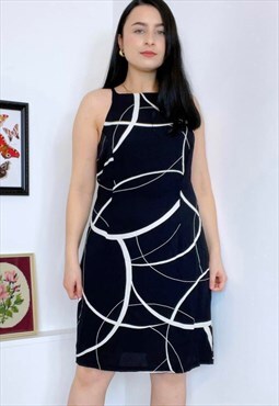 Vintage 90s Black Pattern Dress