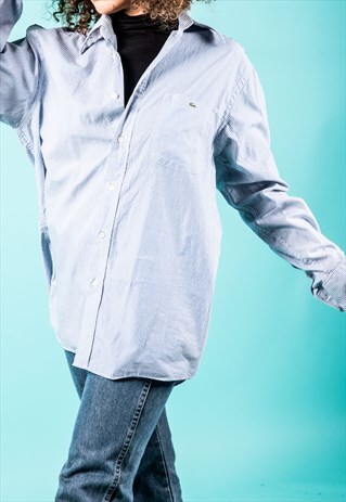 VINTAGE LACOSTE SHIRT IN BLUE AND WHITE STRIPES