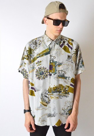 VINTAGE 80S ABSTRACT SHORT SLEEVE SHIRT