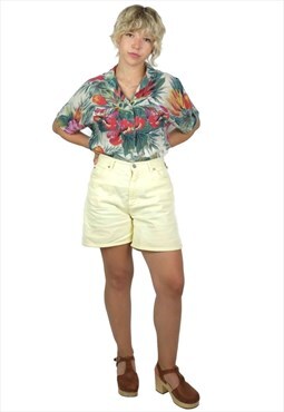 Vintage 30s Shirt Tropical Floral Hawaiian Button Up 