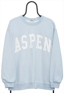 Vintage Aspen Spellout Pastel Blue Sweatshirt Womens