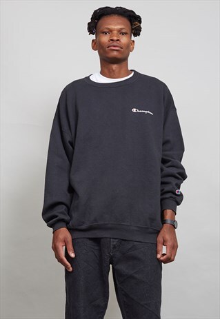 80'S VINTAGE OVERSIZED BLACK CHAMPION SWEATER