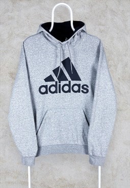 Adidas Grey Hoodie Pullover Spell Out Logo Men's Medium 