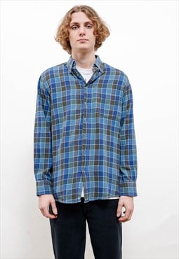 Vintage 80s Multicolor Plaid Long Sleeve Flannel Shirt Men M