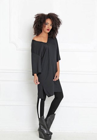 BLACK TUNIC DRESS/ WOMEN SHORT DRESS