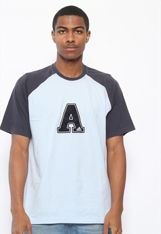 VINTAGE ADIDAS BIG LOGO T-SHIRT BLUE