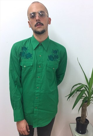 COOL JAPANESE 70S FLOWER VINTAGE COWBOY SHIRT