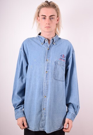 MENS VINTAGE DENIM SHIRT XXL BLUE 90S