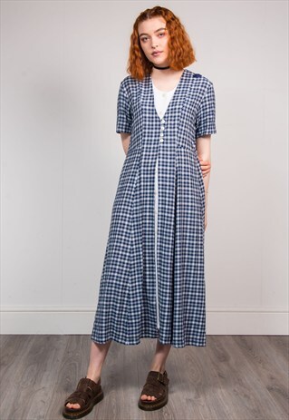 VINTAGE 90'S GINGHAM OVERLAY CUTE DRESS