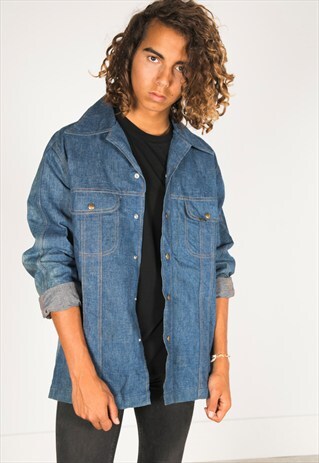 VINTAGE 80S LEE DENIM OVERSHIRT / R336