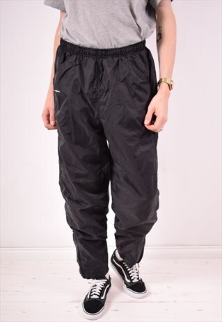 REEBOK MENS VINTAGE TRACKSUIT TROUSERS LARGE BLACK 90S