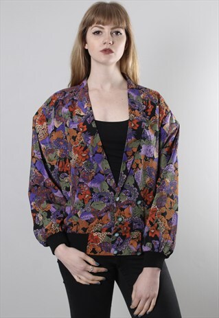 VINTAGE 80S FLORAL PAISLEY PATTERNED OVERSIZE BOMBER