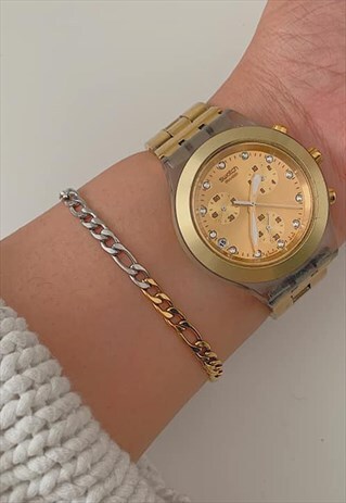 WOLFGANG GOLD AND SILVER OMBRE DUO FIGARO CHAIN BRACELET