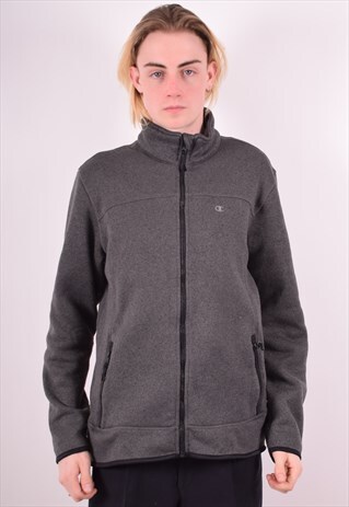 CHAMPION MENS VINTAGE CARDIGAN SWEATER XL GREY 90S