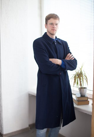 VINTAGE 70'S WOOL COAT IN NAVY