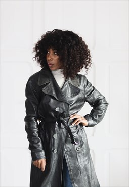 Long vintage leather jacket
