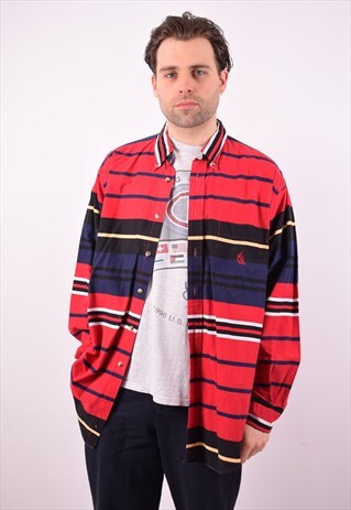 NAUTICA VINTAGE SHIRT XL MULTI STRIPES 90S