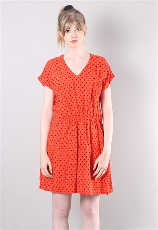 VINTAGE 80S RED POLKA DOT SPOTTY DRESS
