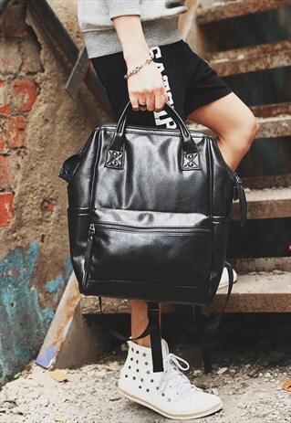 SHALEX LEATHER-LOOK BACKPACK