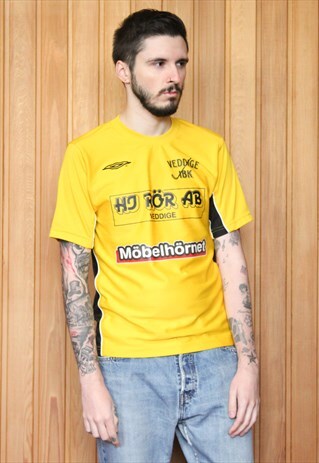 VINTAGE 1990S YELLOW UMBRO FOOTBALL SHIRT