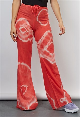 VINTAGE 90'S PINK TIE-DYE FLARE TROUSERS