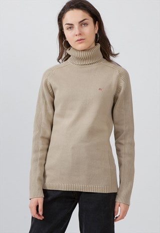 VINTAGE BEIGE RALPH LAUREN TURTLE ROLL NECK JUMPER SWEATER