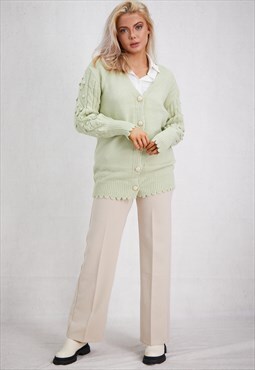 Mint Golden Button Cardigon ONE SIZE FIT (10 to 14)