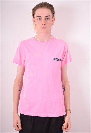 ELLESSE MENS VINTAGE T-SHIRT TOP XS PINK 90S