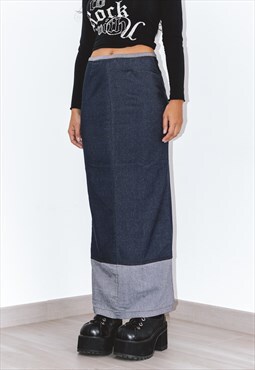 Vintage Zip Up Long Denim Y2k Skirt