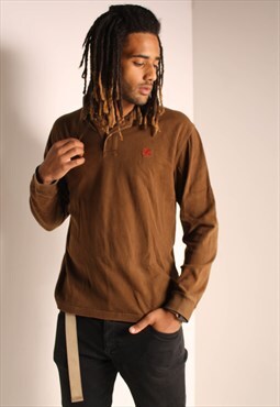 Vintage Timberland Long Sleeve Polo Shirt Brown