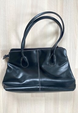 Y2K Black Faux Leather Handbag