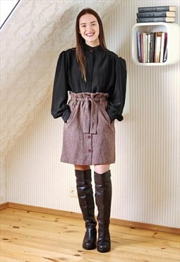 Black long sleeve shirt with exaggerated shoulders