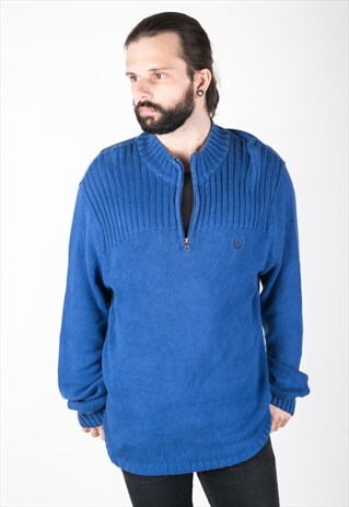 VINTAGE 90S RALPH LAUREN CHAPS KNITTED JUMPER WITH 1/4 ZIP.